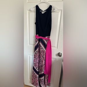 Navy and pink maxi dress